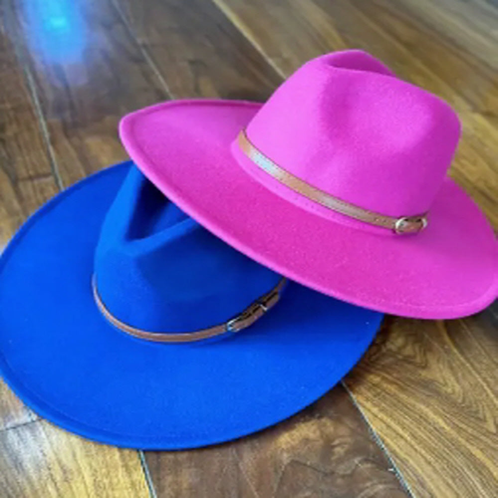 VEGAN FELT PANAMA HAT W/ LEATHER BELT