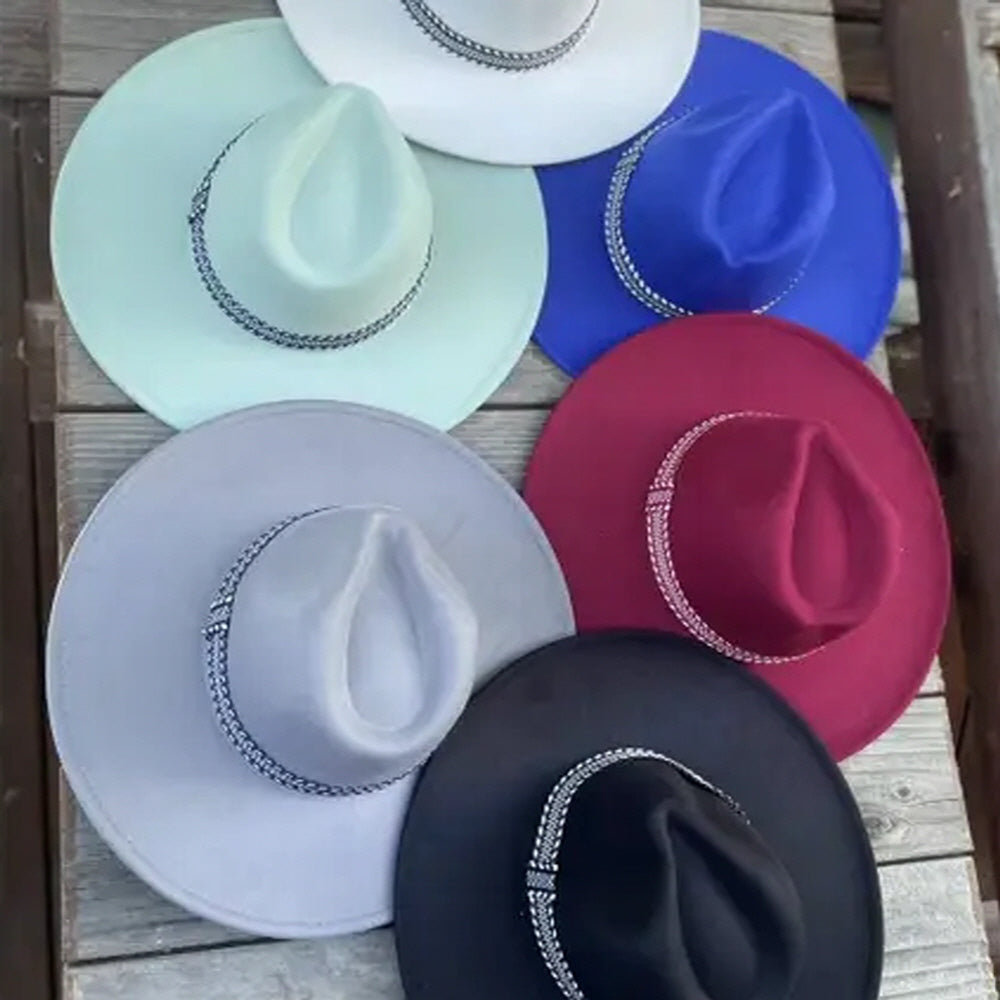 VEGAN FELT PANAMA HAT W/ JACQUARD TAPE
