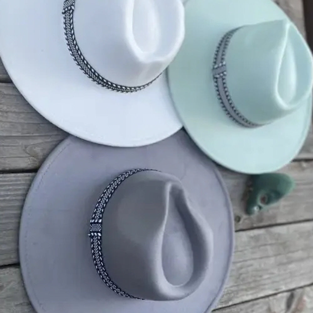 VEGAN FELT PANAMA HAT W/ JACQUARD TAPE