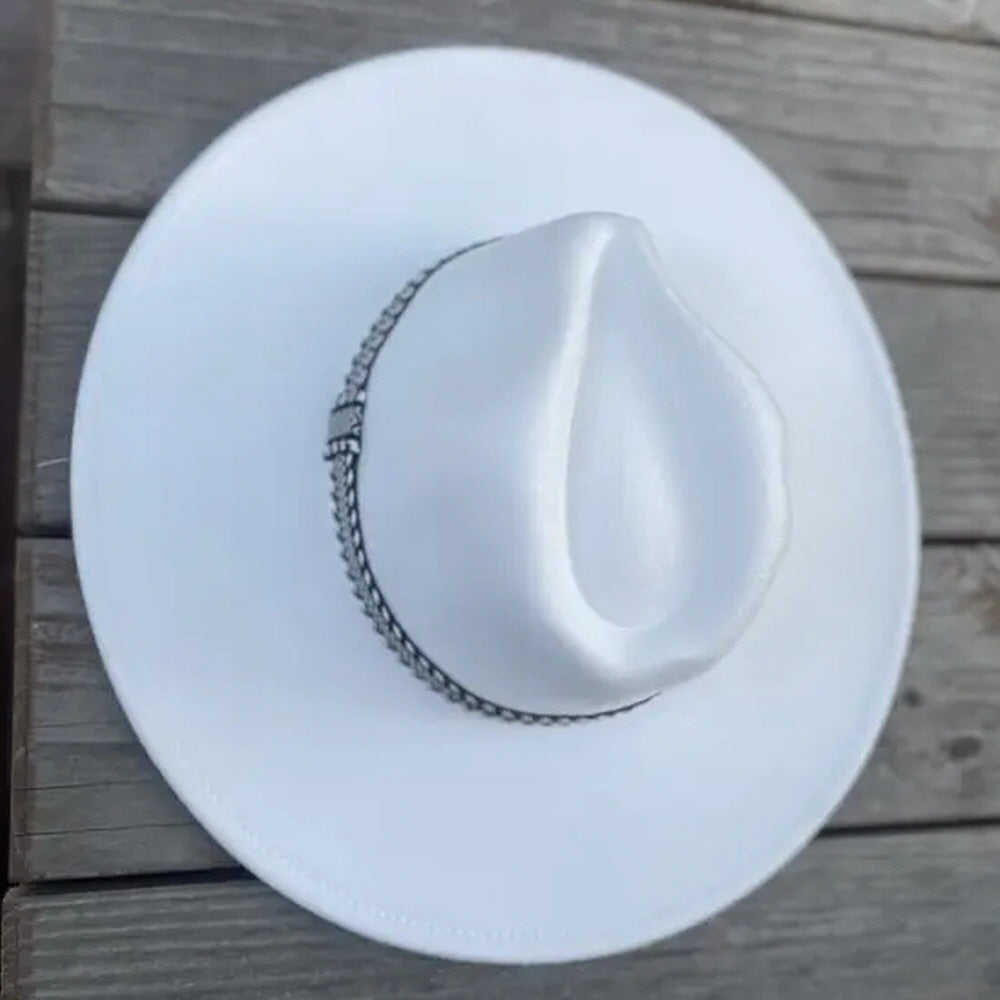 VEGAN FELT PANAMA HAT W/ JACQUARD TAPE