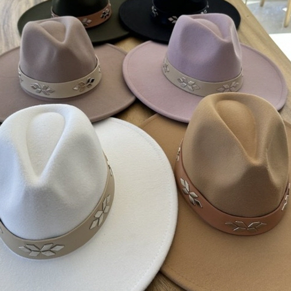 VEGAN FELT FEDORA W/ LEATHER BELT