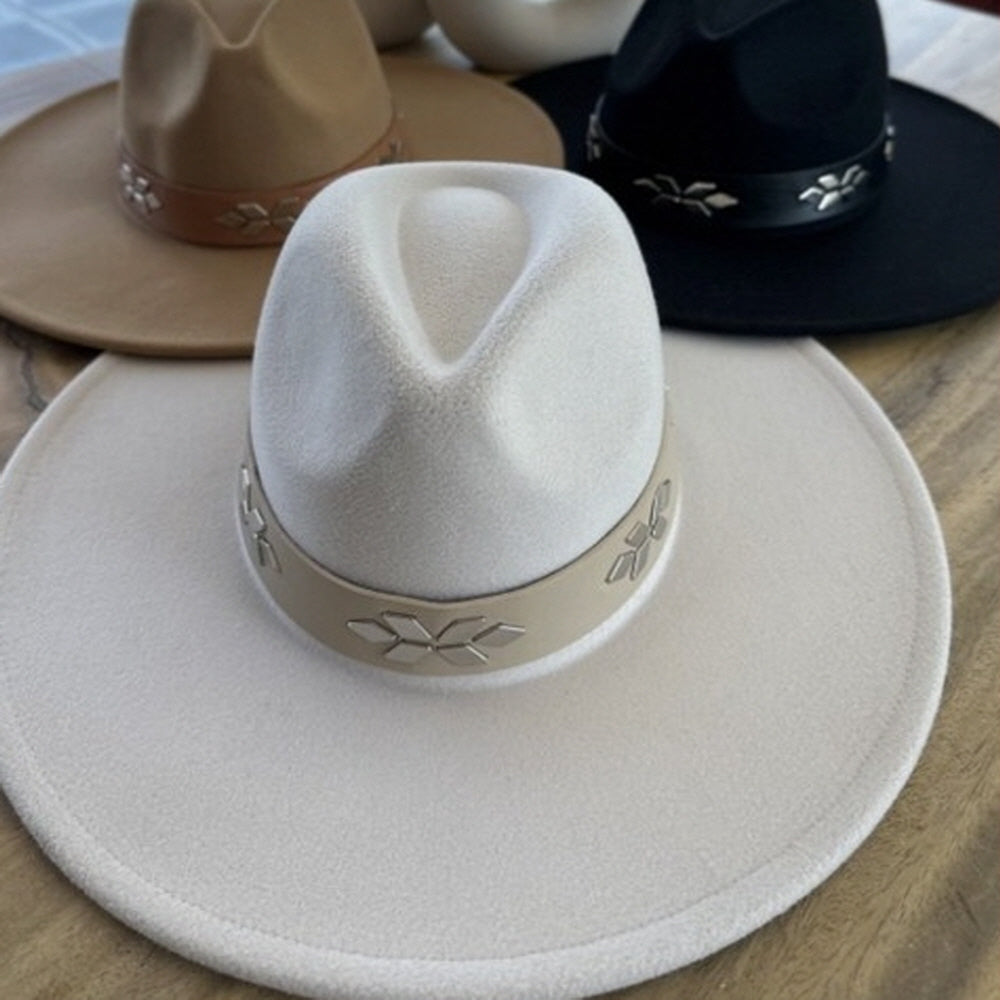 VEGAN FELT FEDORA W/ LEATHER BELT