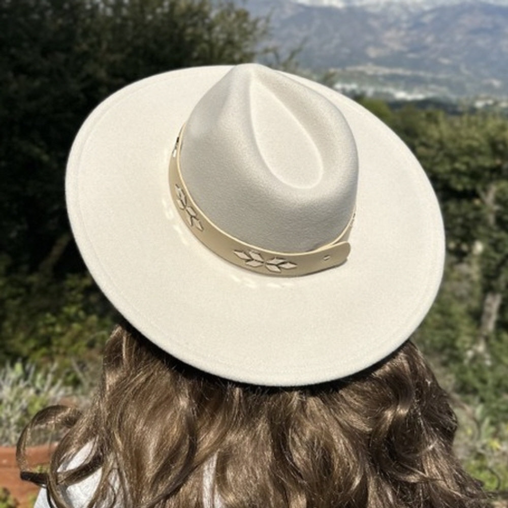 VEGAN FELT FEDORA W/ LEATHER BELT