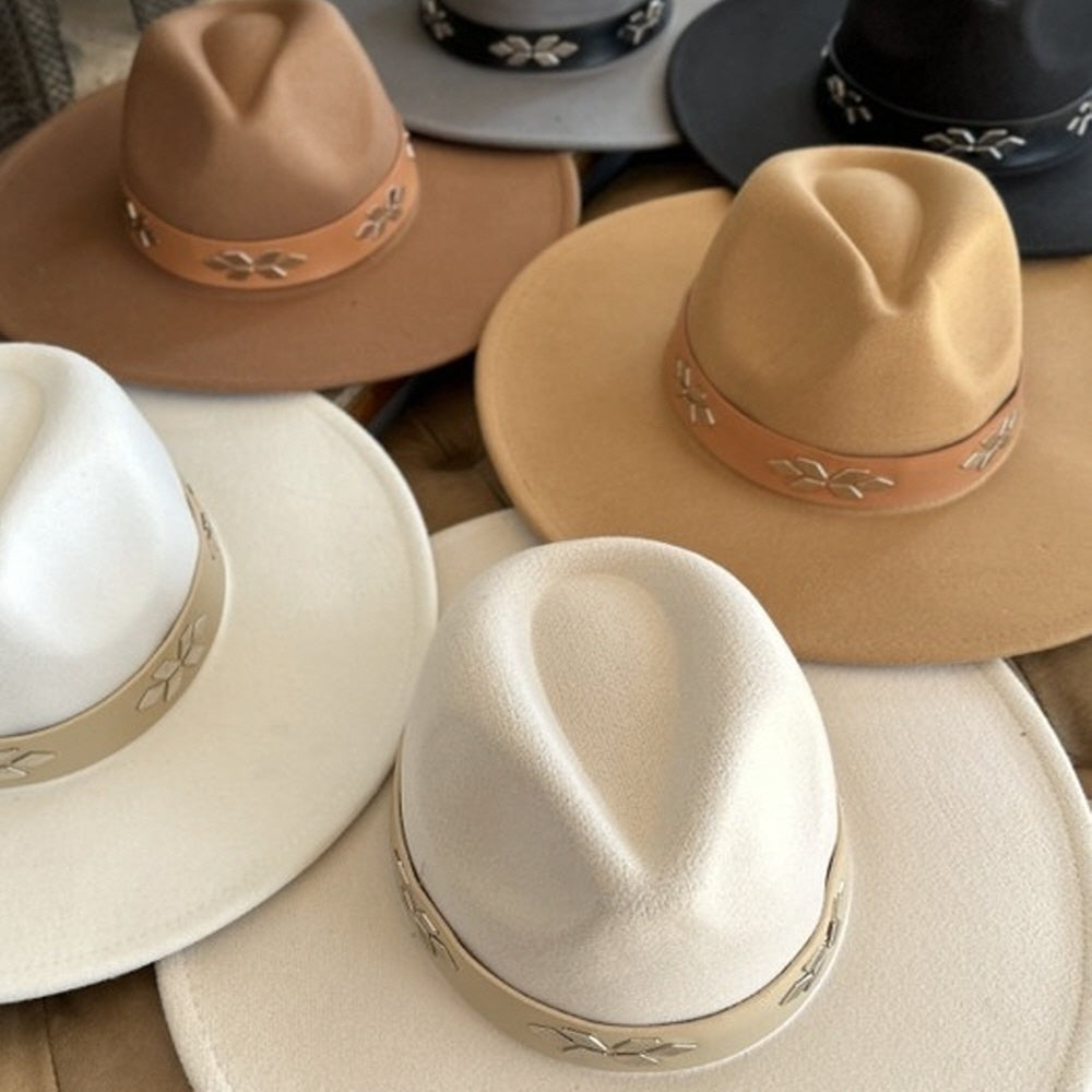 VEGAN FELT FEDORA W/ LEATHER BELT