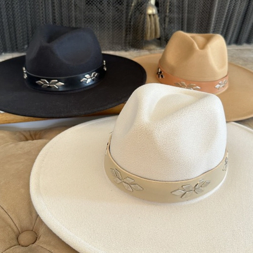 VEGAN FELT FEDORA W/ LEATHER BELT