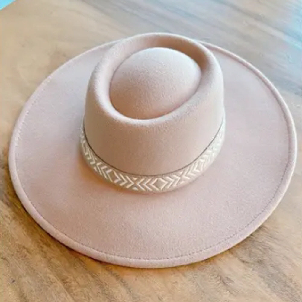 VEGAN FELT GAMLBLER HAT WITH JACQUARD TAPE