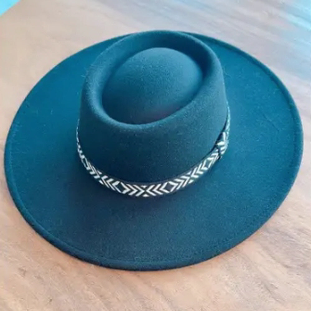 VEGAN FELT GAMLBLER HAT WITH JACQUARD TAPE