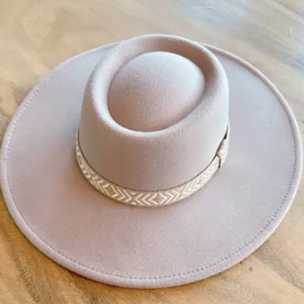 VEGAN FELT GAMLBLER HAT WITH JACQUARD TAPE