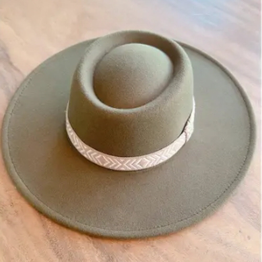 VEGAN FELT GAMLBLER HAT WITH JACQUARD TAPE