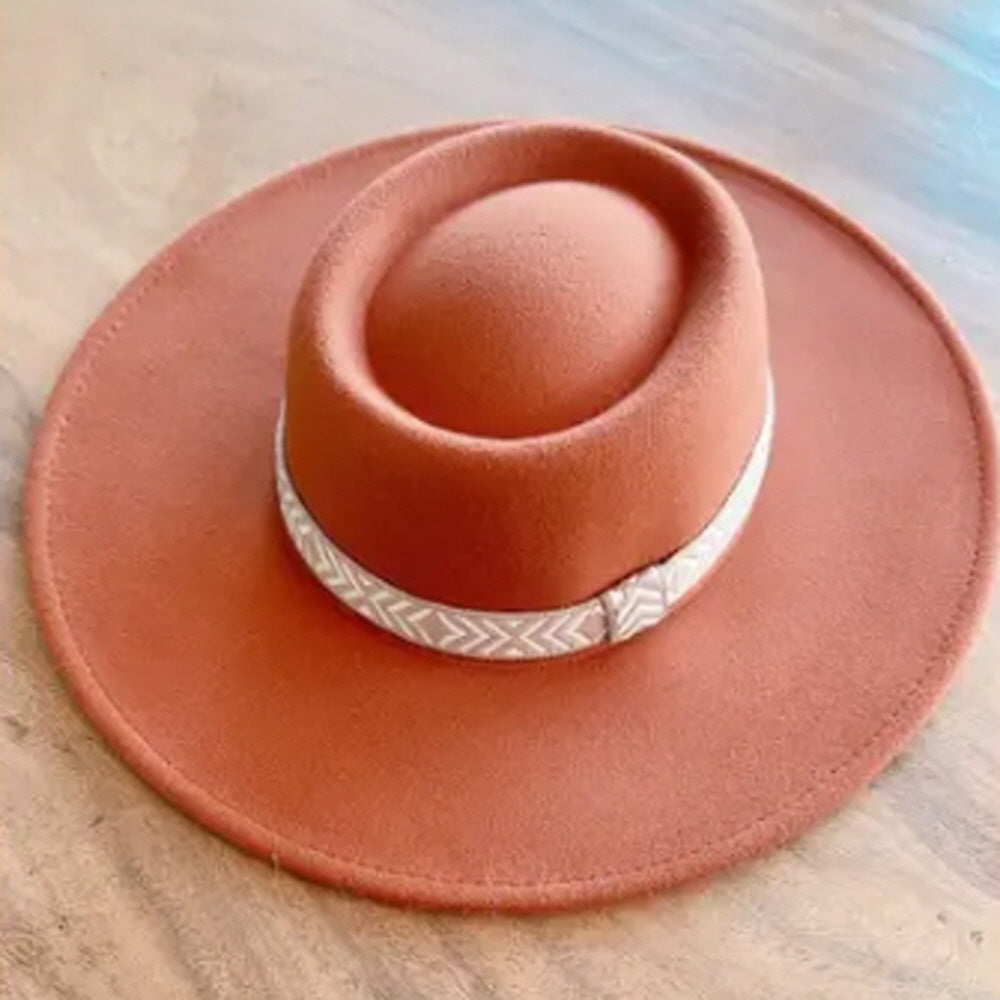 VEGAN FELT GAMLBLER HAT WITH JACQUARD TAPE
