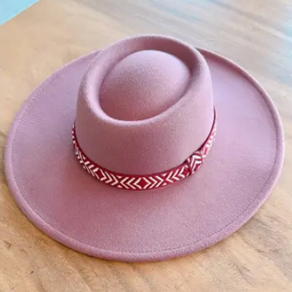VEGAN FELT GAMLBLER HAT WITH JACQUARD TAPE