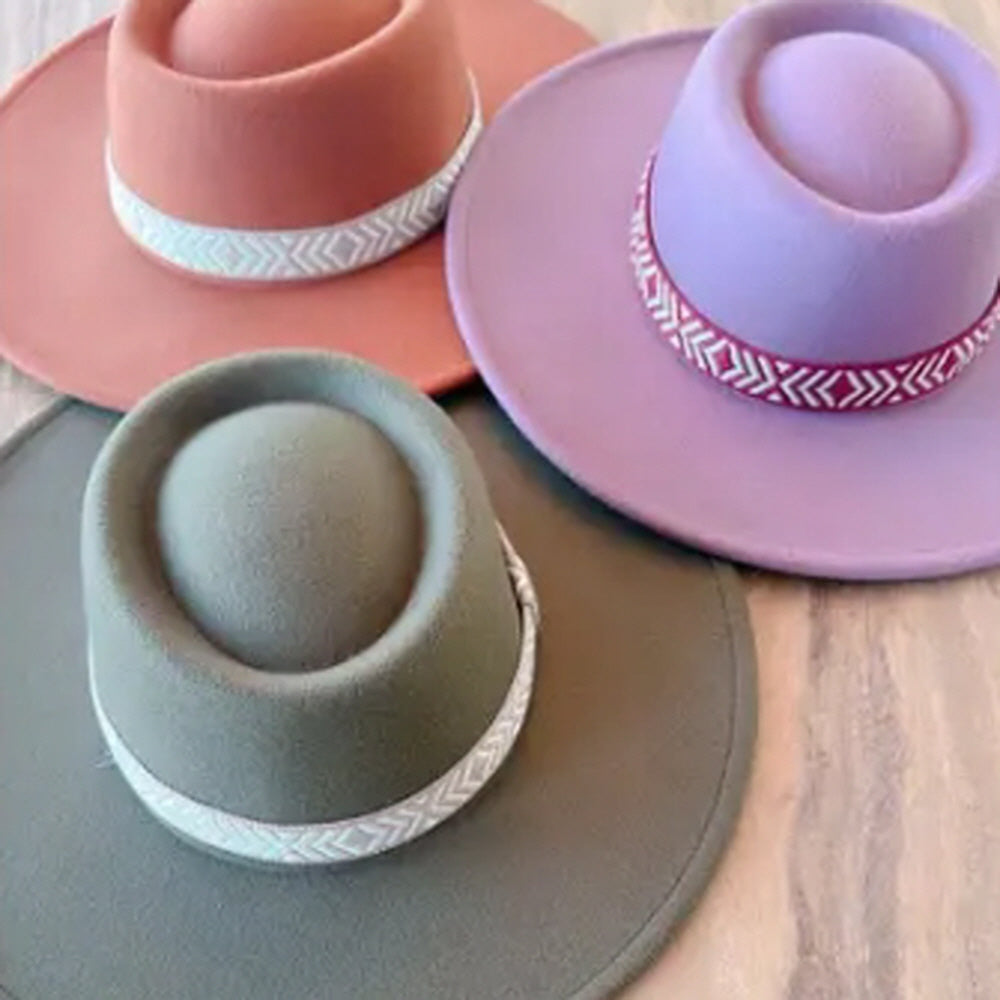 VEGAN FELT GAMLBLER HAT WITH JACQUARD TAPE