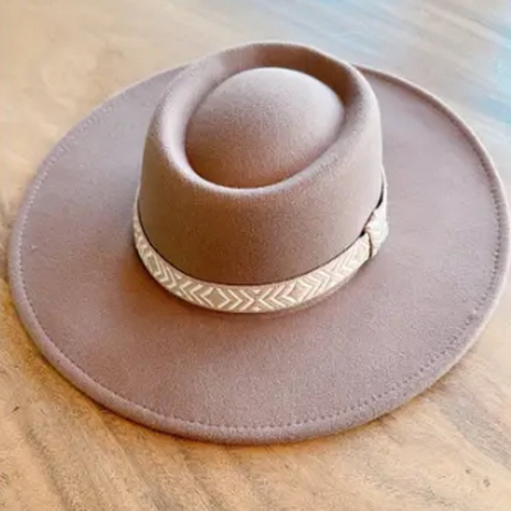 VEGAN FELT GAMLBLER HAT WITH JACQUARD TAPE