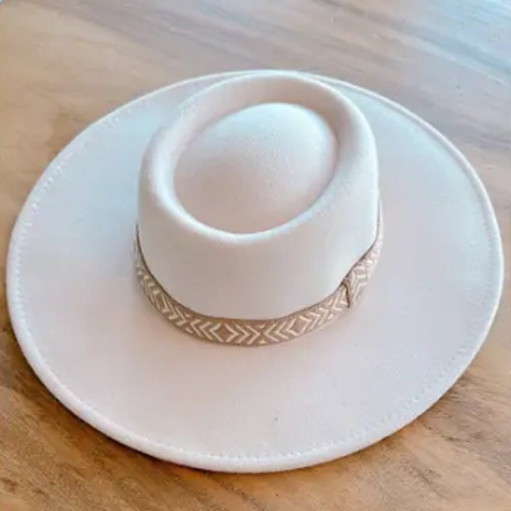 VEGAN FELT GAMLBLER HAT WITH JACQUARD TAPE