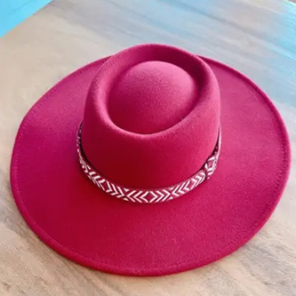 VEGAN FELT GAMLBLER HAT WITH JACQUARD TAPE