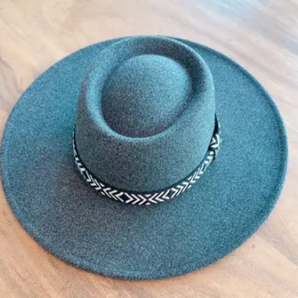 VEGAN FELT GAMLBLER HAT WITH JACQUARD TAPE