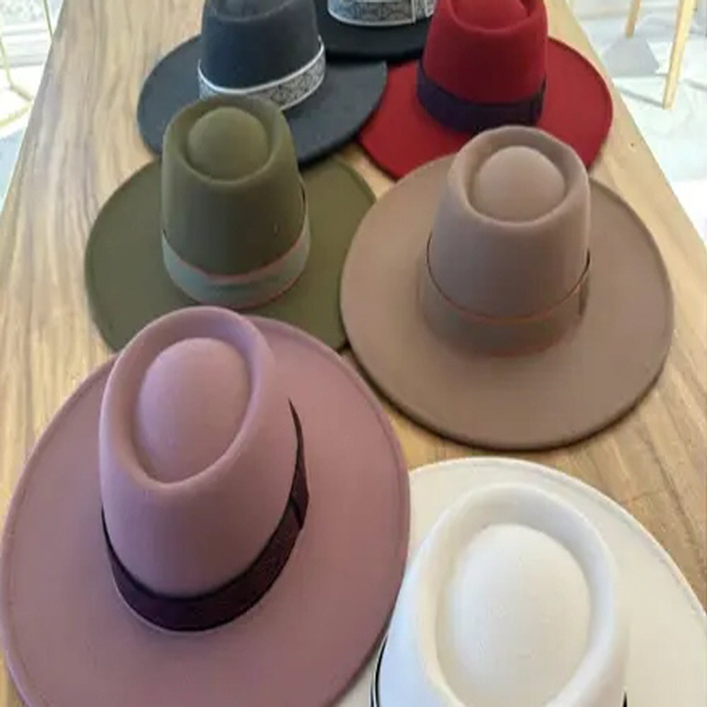 VEGAN FELT GAMLBLER HAT WITH JACQUARD TAPE (Copy)