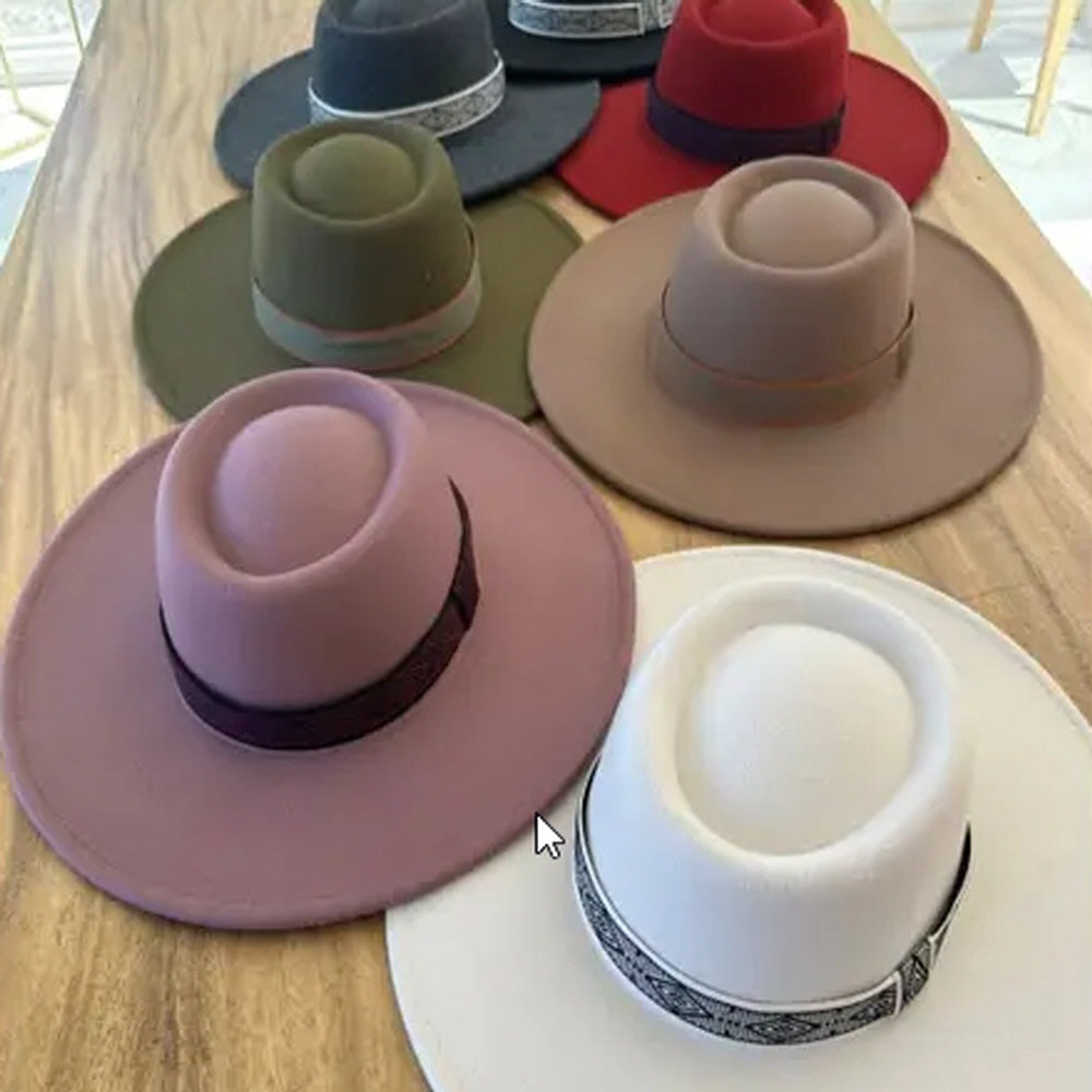 VEGAN FELT GAMLBLER HAT WITH JACQUARD TAPE (Copy)
