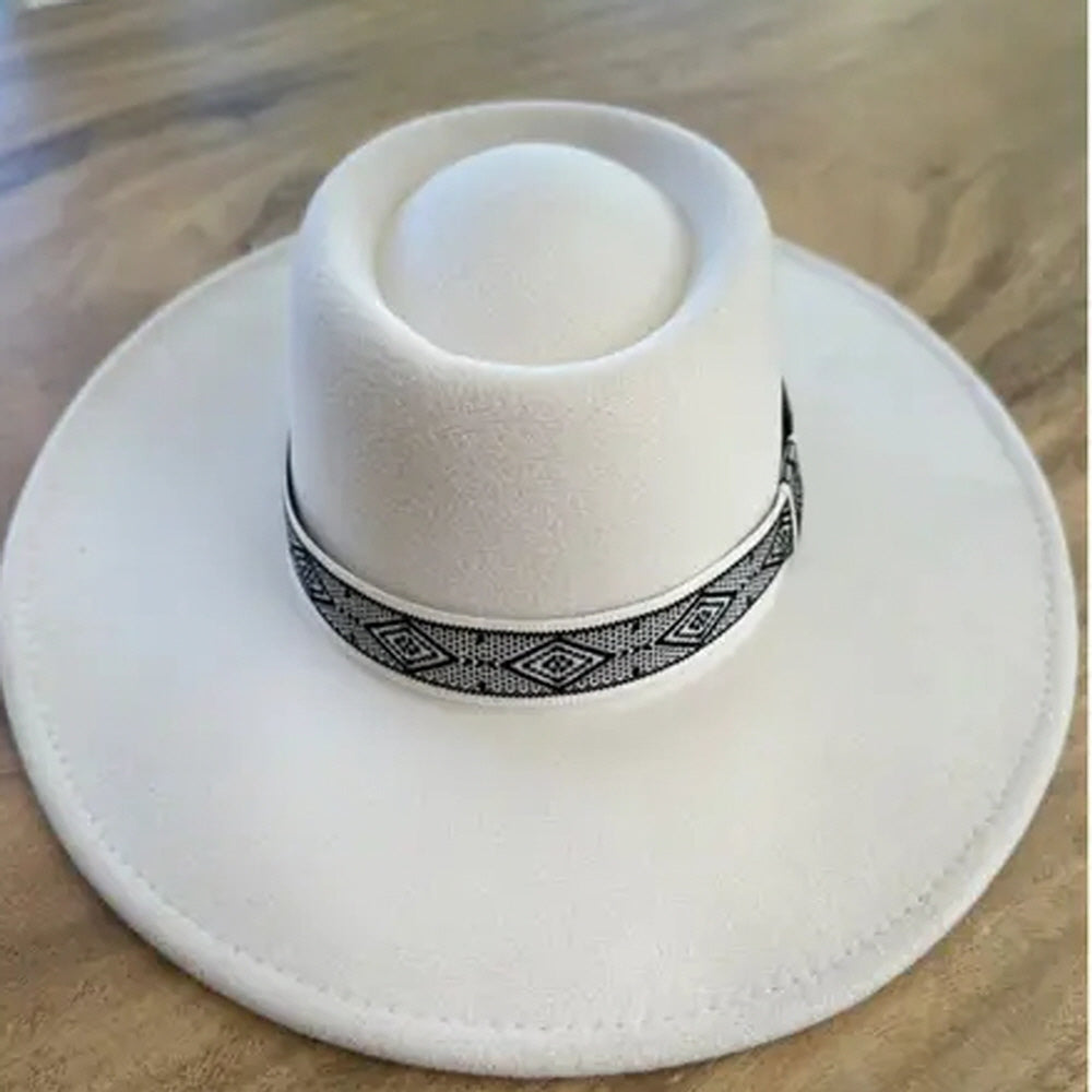 VEGAN FELT GAMLBLER HAT WITH JACQUARD TAPE (Copy)