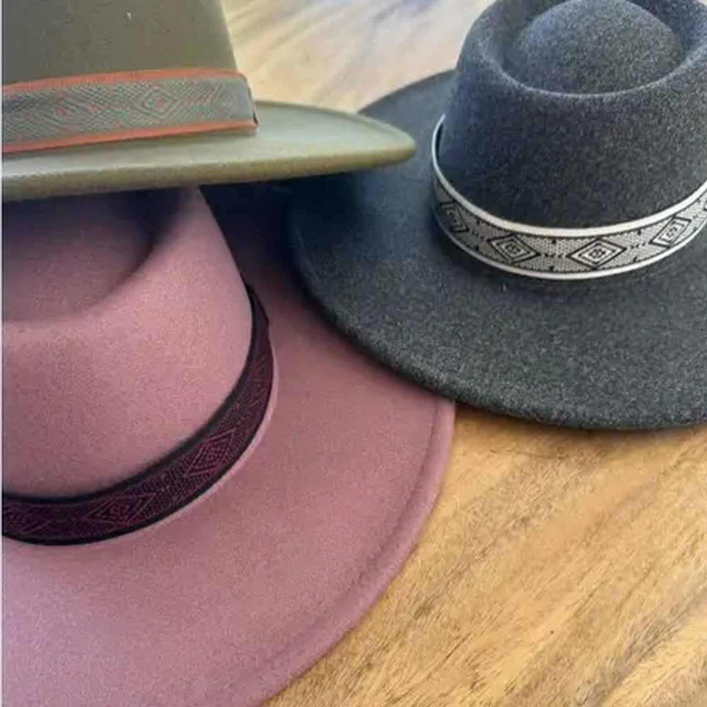 VEGAN FELT GAMLBLER HAT WITH JACQUARD TAPE (Copy)