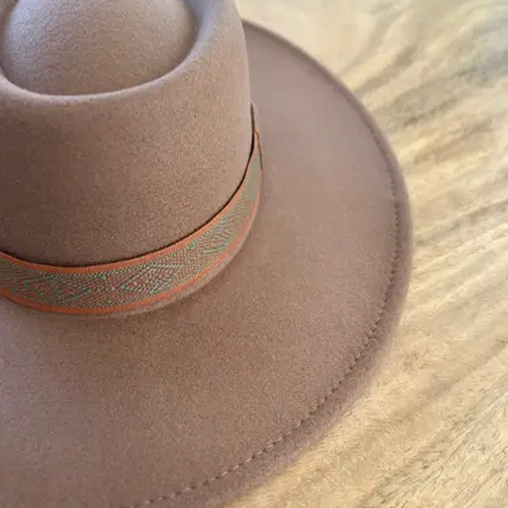 VEGAN FELT GAMLBLER HAT WITH JACQUARD TAPE (Copy)