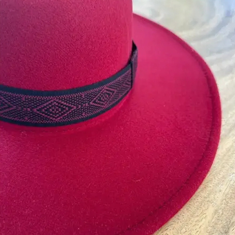 VEGAN FELT GAMLBLER HAT WITH JACQUARD TAPE (Copy)
