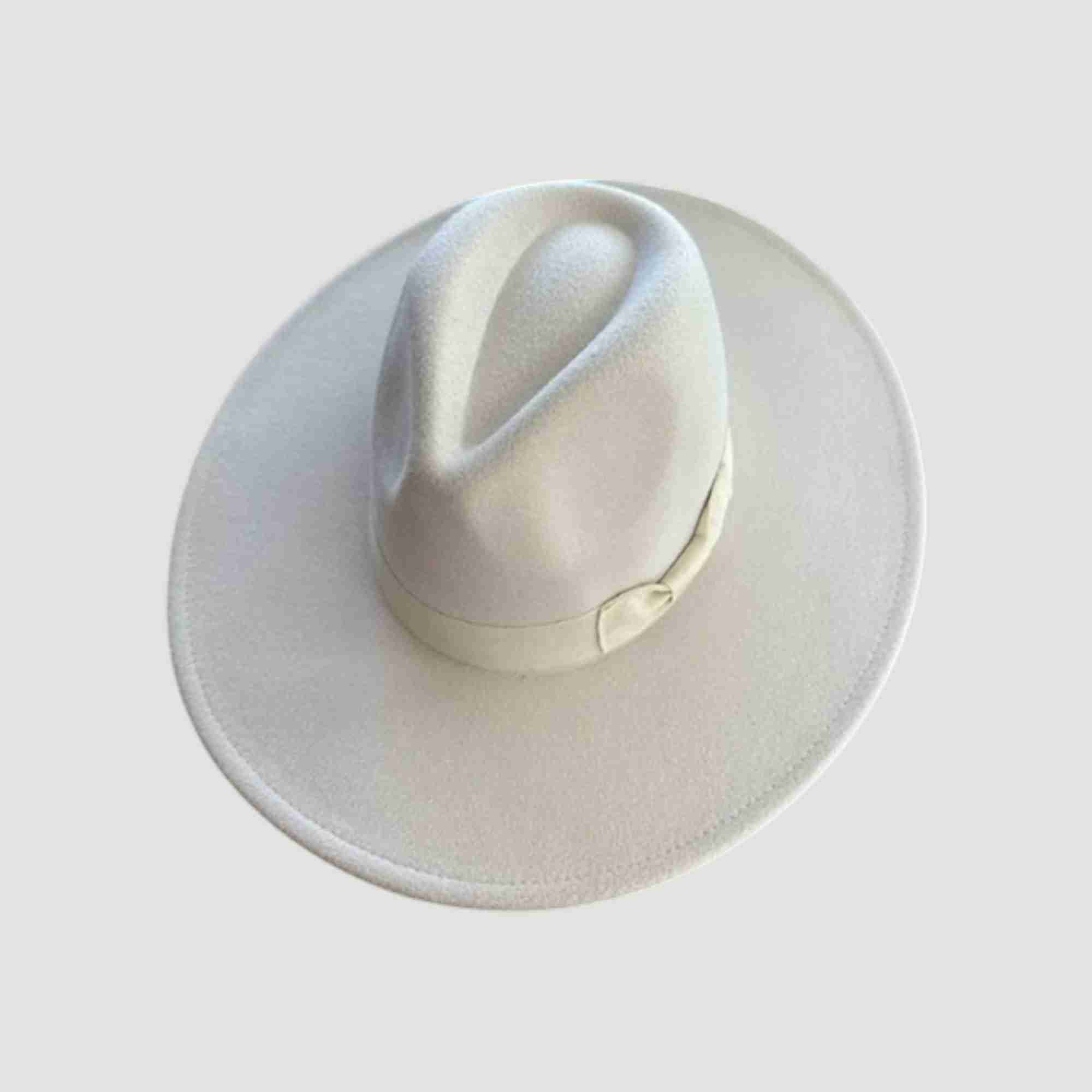 Vegan Felt Wide Brim Panama Rancher Hat Matching grosgrain band-24 Colors