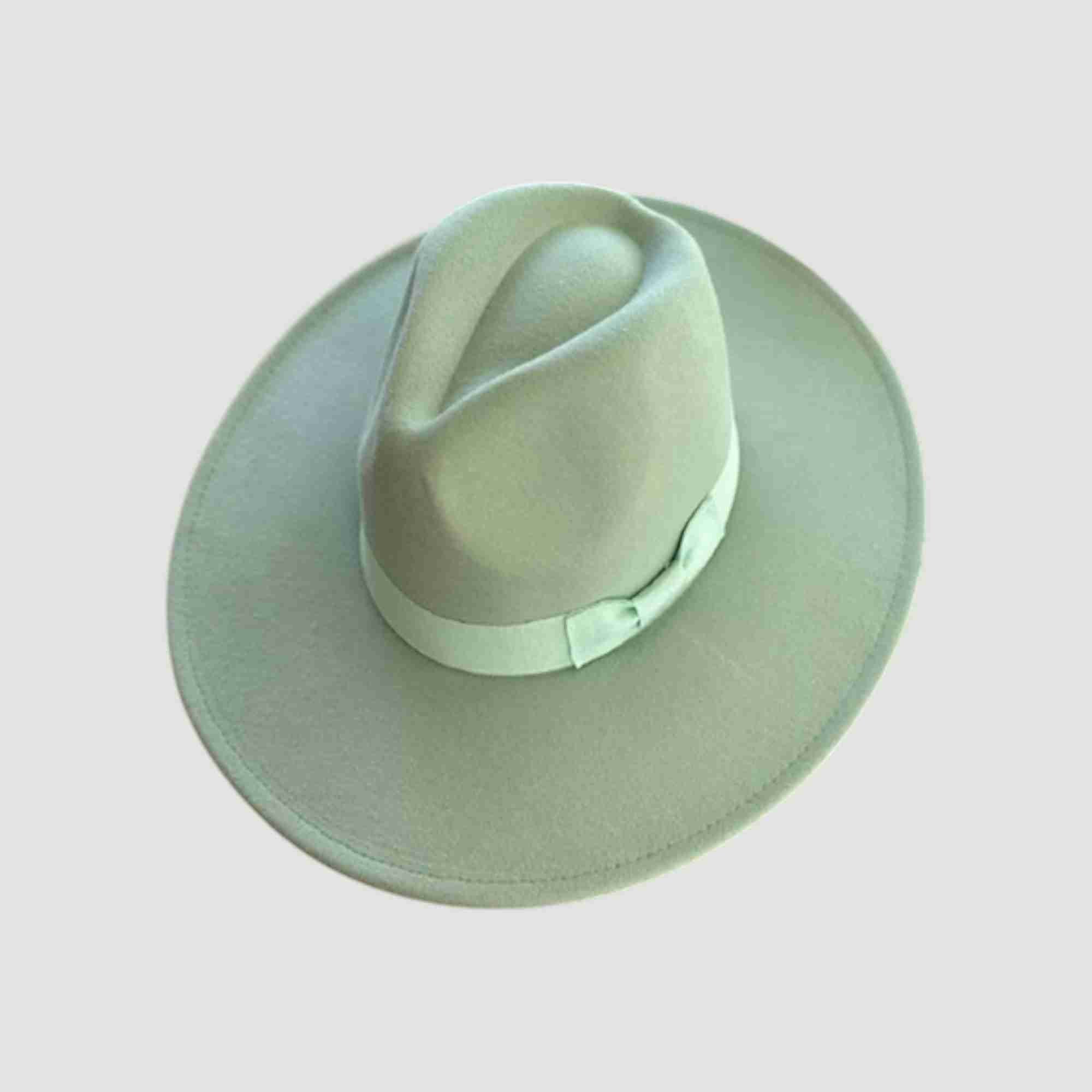 Vegan Felt Wide Brim Panama Rancher Hat Matching grosgrain band-24 Colors