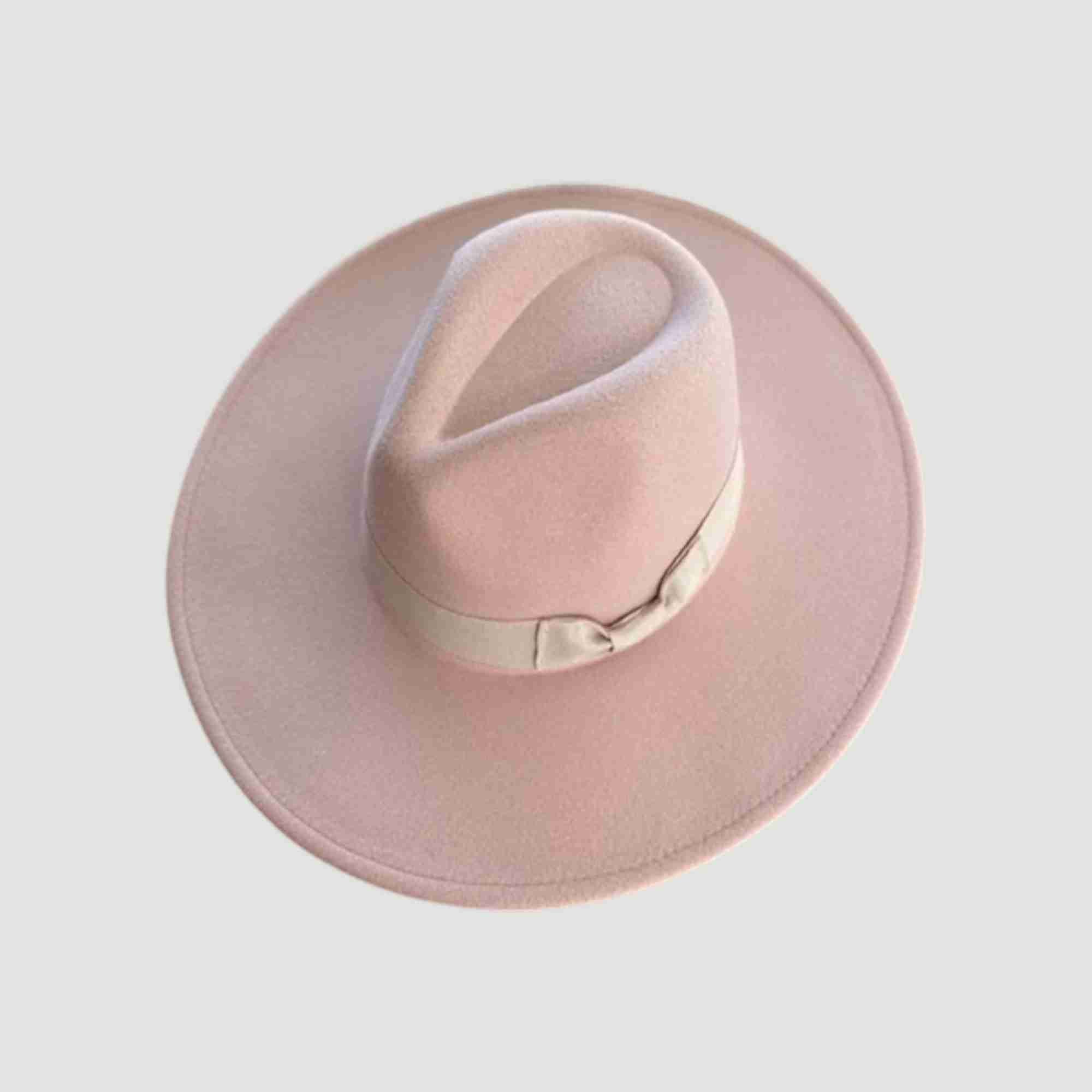 Vegan Felt Wide Brim Panama Rancher Hat Matching grosgrain band-24 Colors