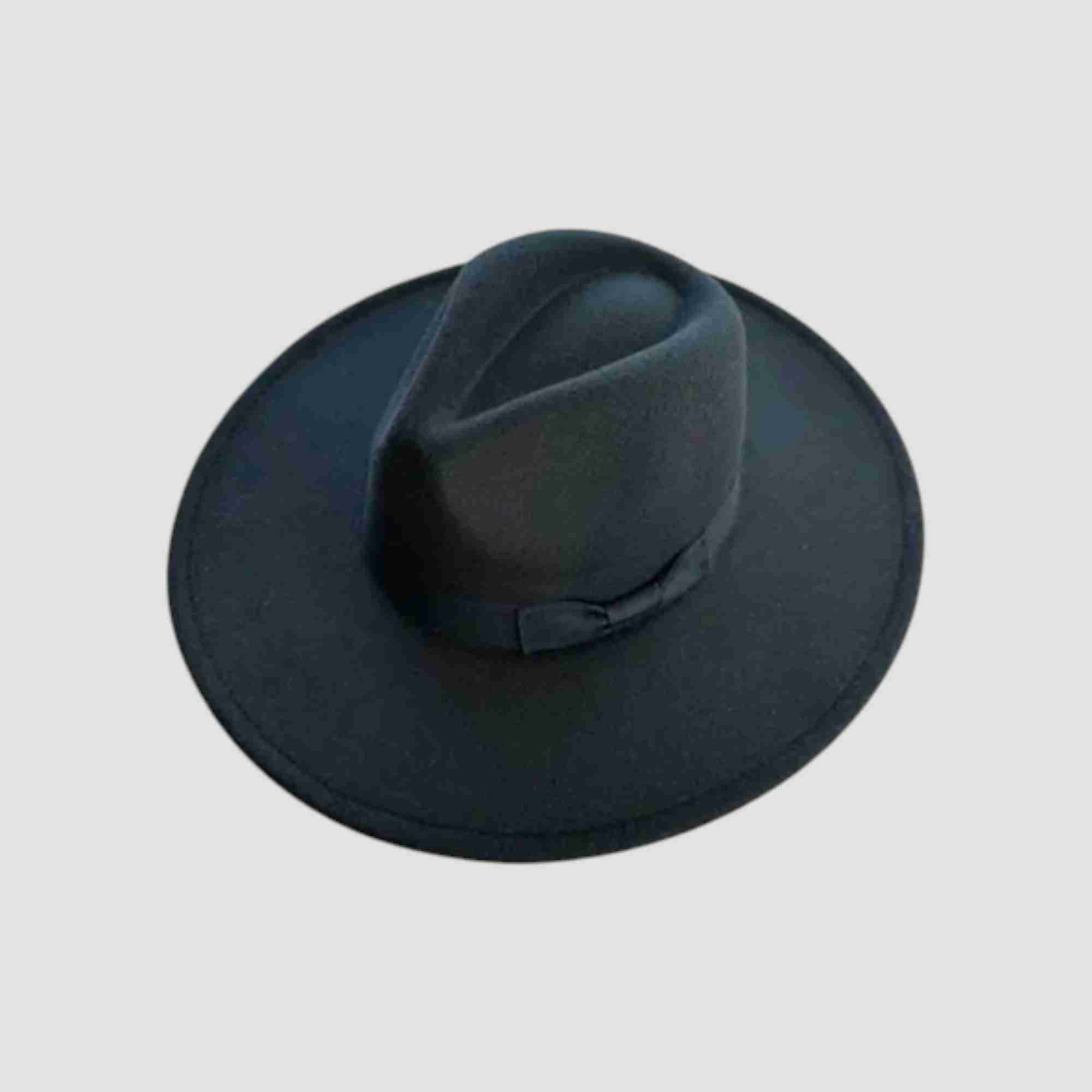 Vegan Felt Wide Brim Panama Rancher Hat Matching grosgrain band-24 Colors