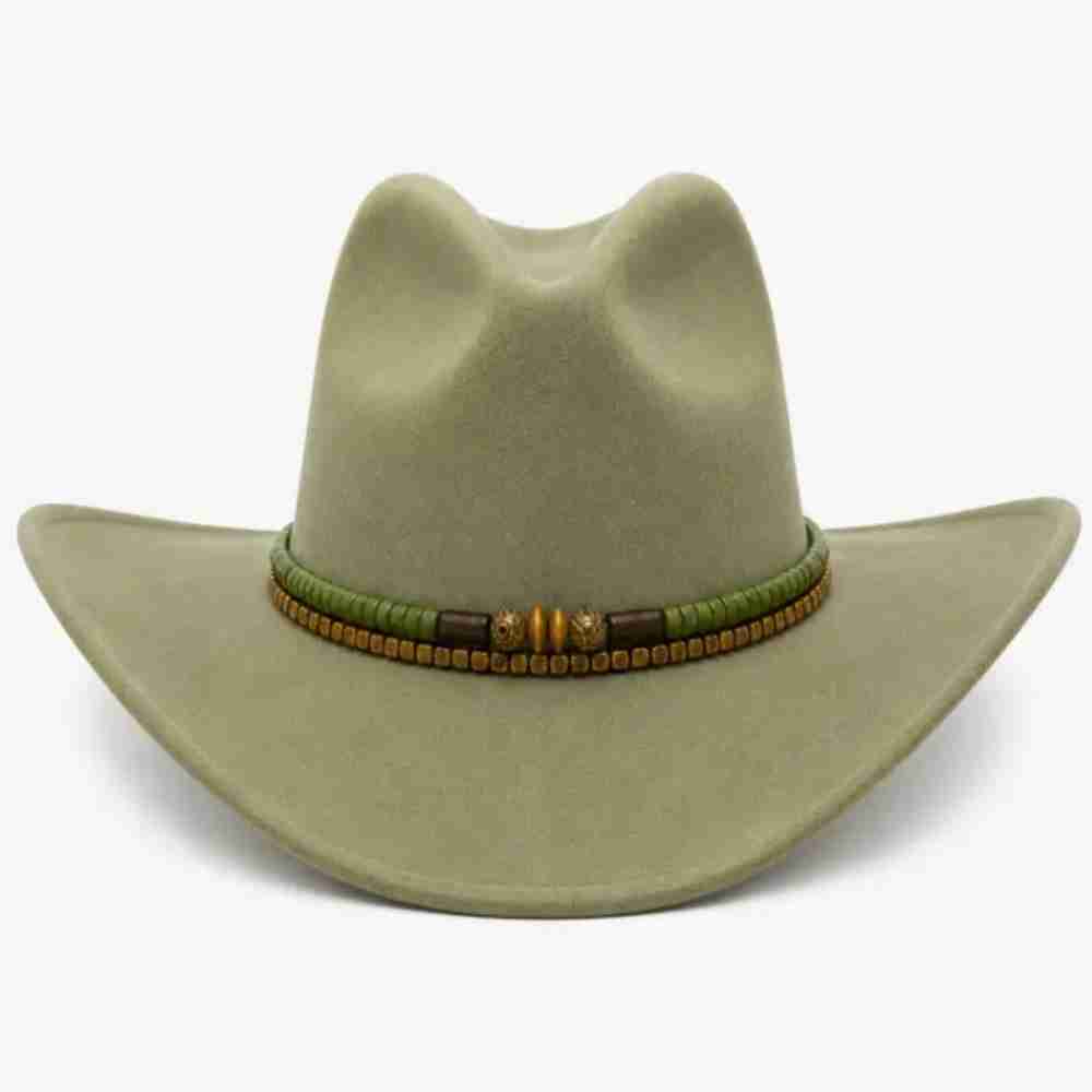 Boho Western Green Beaded Adjustable Hat Band
