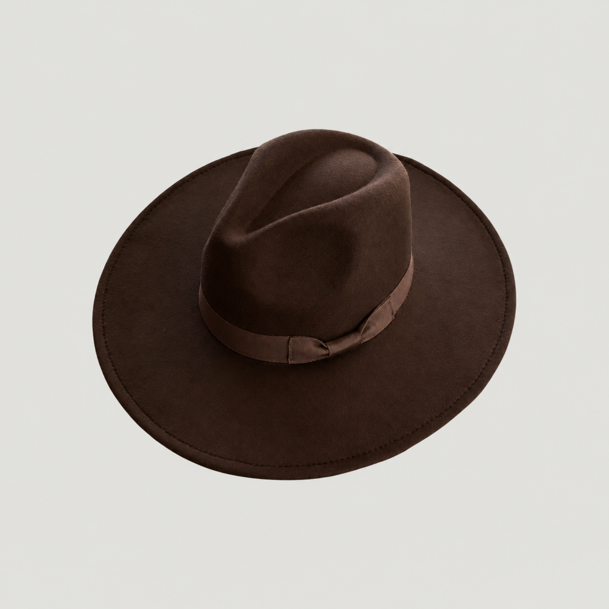 Vegan Felt Wide Brim Panama Rancher Hat Matching grosgrain band-24 Colors