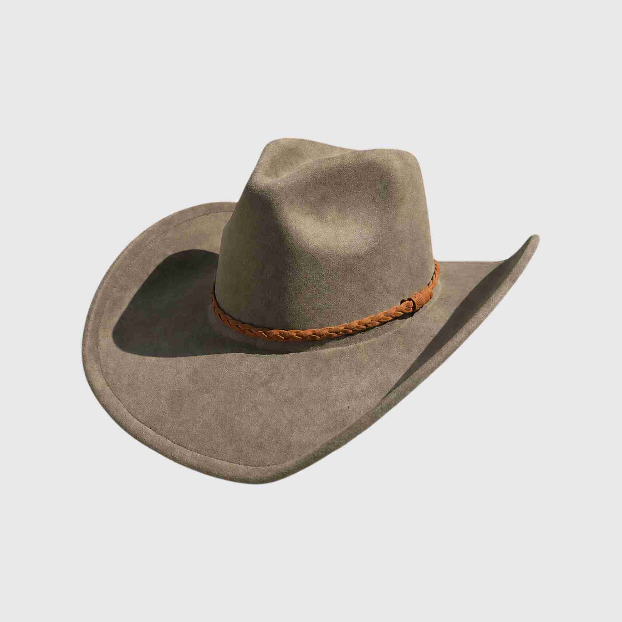 Vegan Suede Cowboy Hat – Braided Band Western
