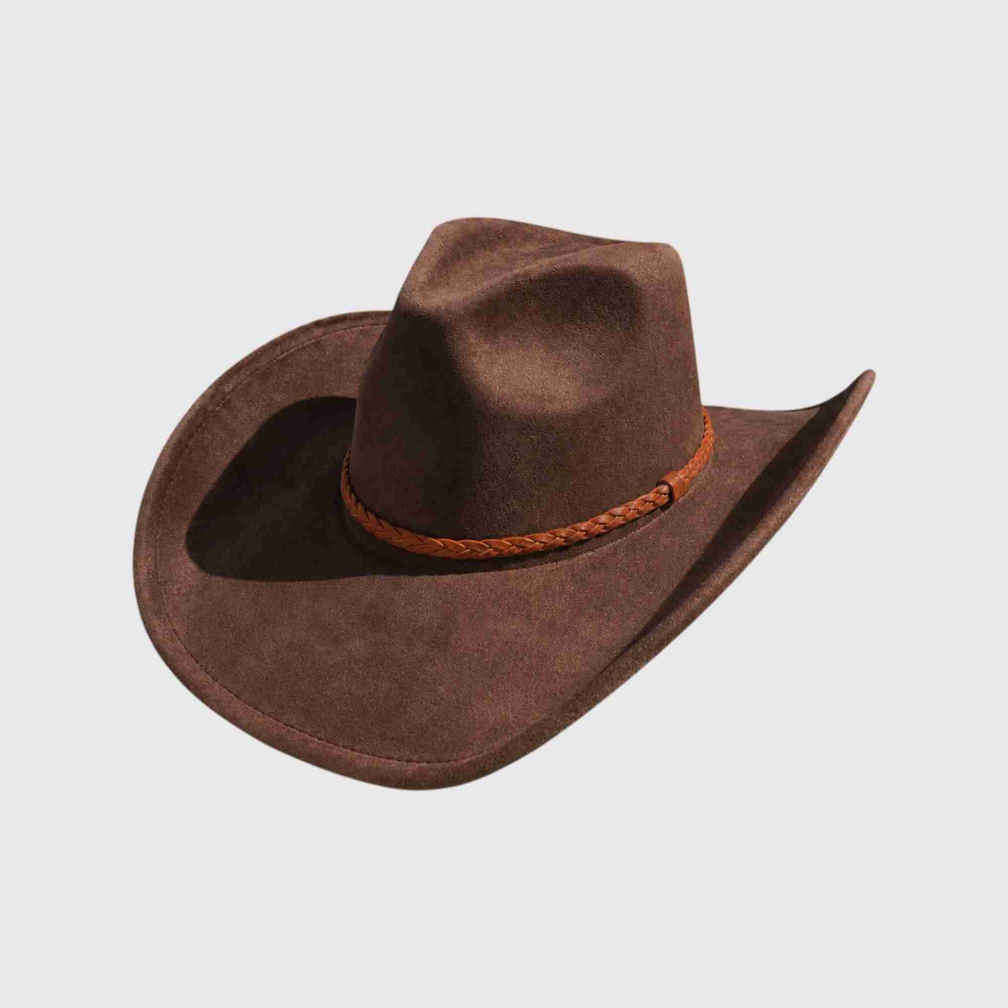 Vegan Suede Cowboy Hat – Braided Band Western