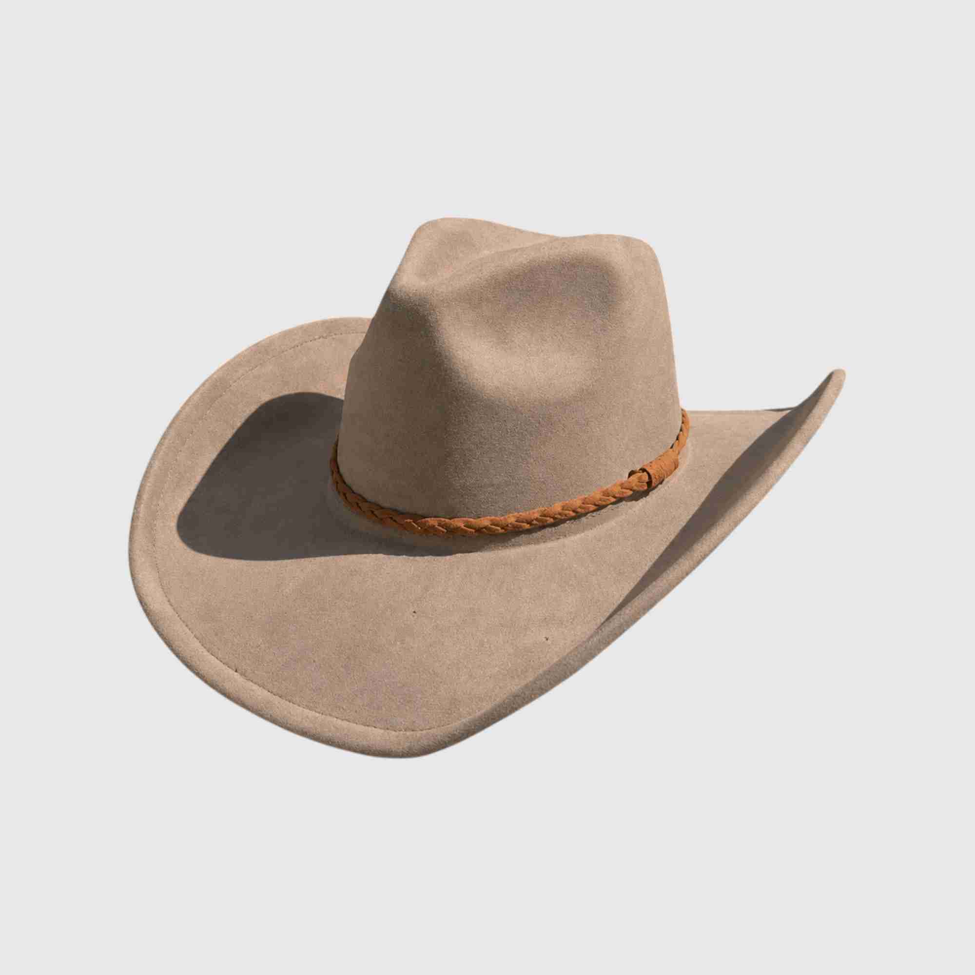 Vegan Suede Cowboy Hat – Braided Band Western