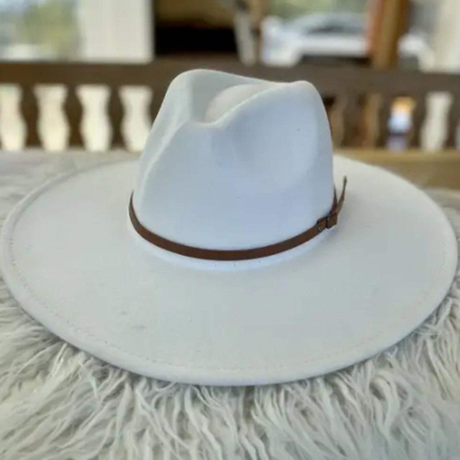 VEGAN FELT FEDORA W/ SKINNY BELT