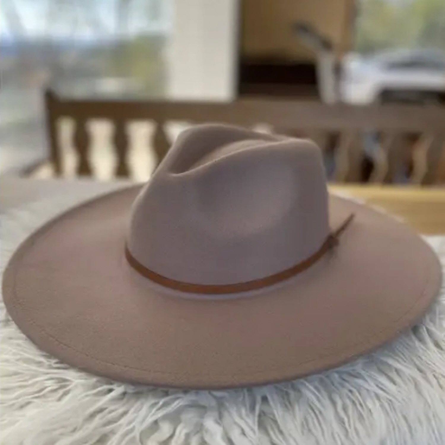 VEGAN FELT FEDORA W/ SKINNY BELT