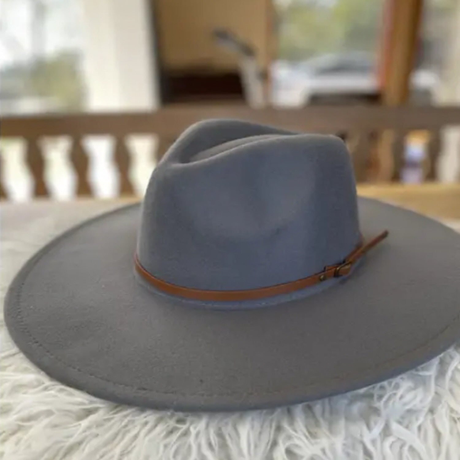 VEGAN FELT FEDORA W/ SKINNY BELT