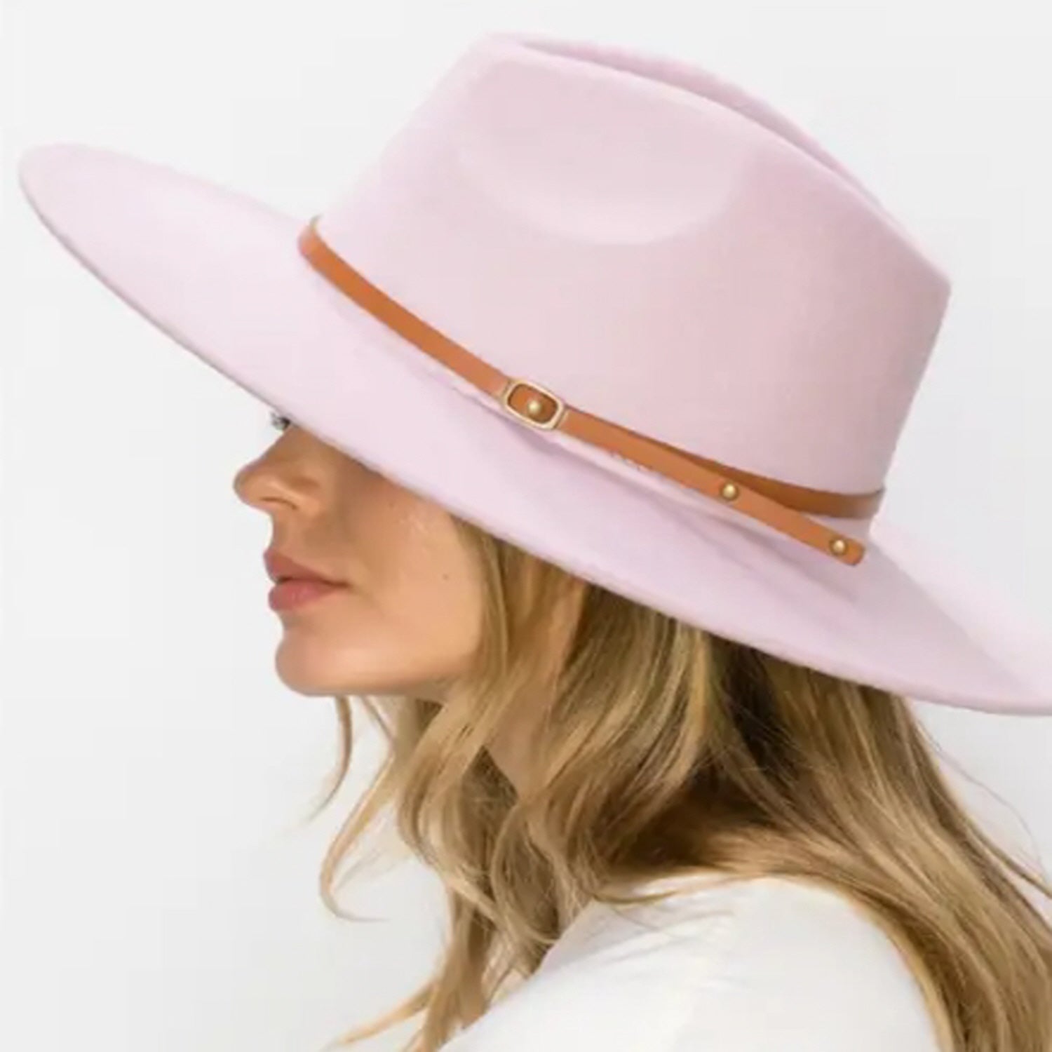 VEGAN FELT FEDORA W/ SKINNY BELT