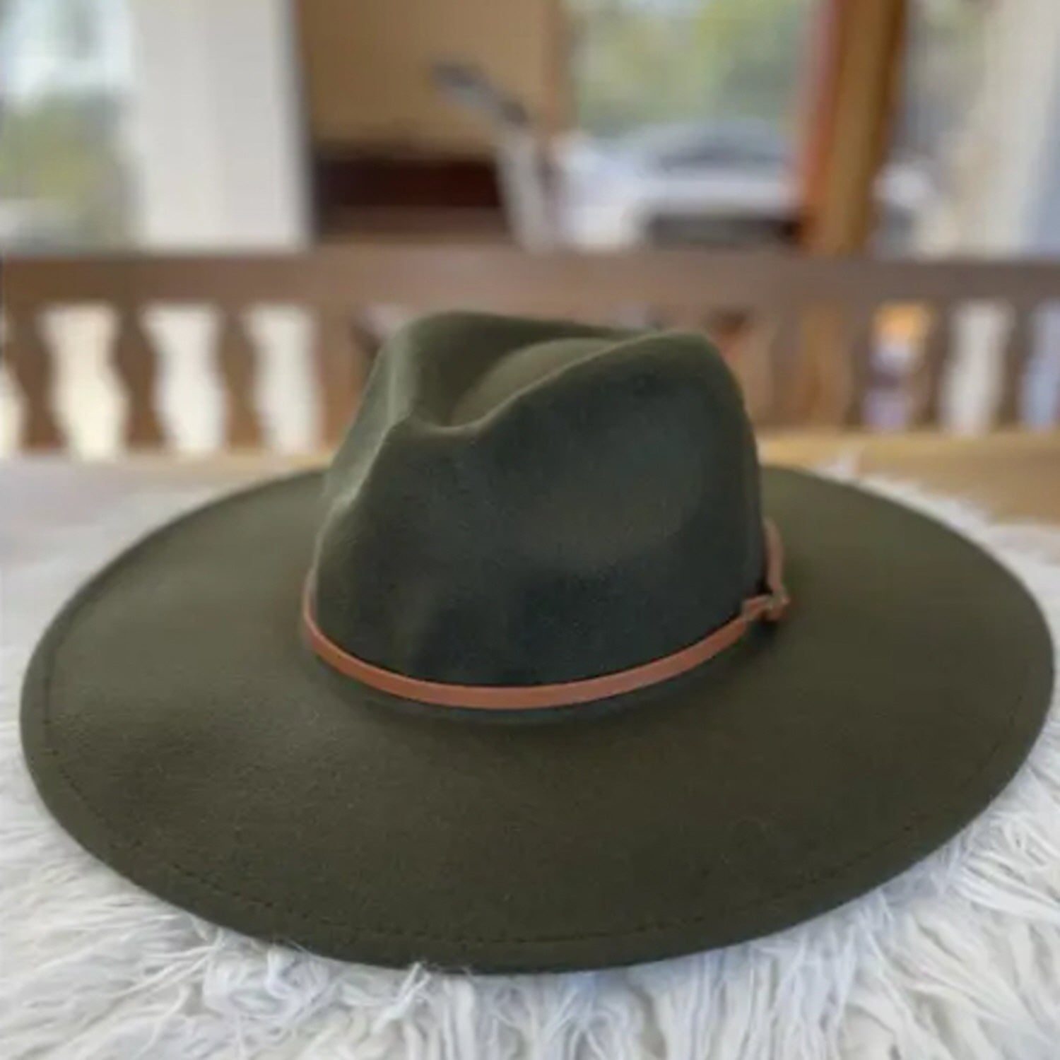VEGAN FELT FEDORA W/ SKINNY BELT