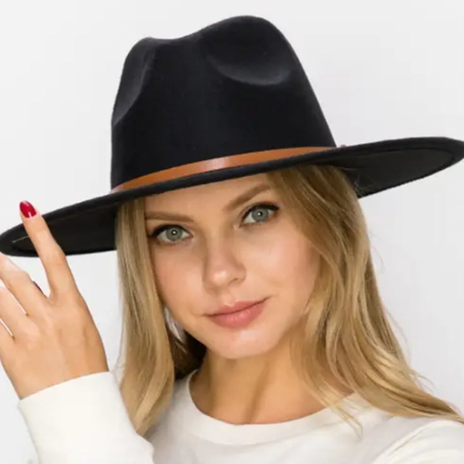VEGAN FELT FEDORA W/ SKINNY BELT