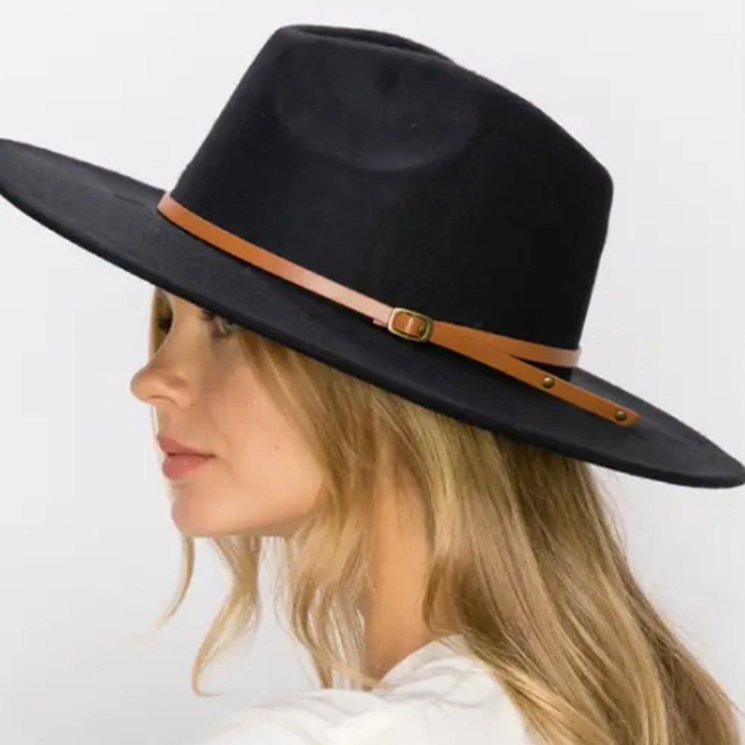 VEGAN FELT FEDORA W/ SKINNY BELT
