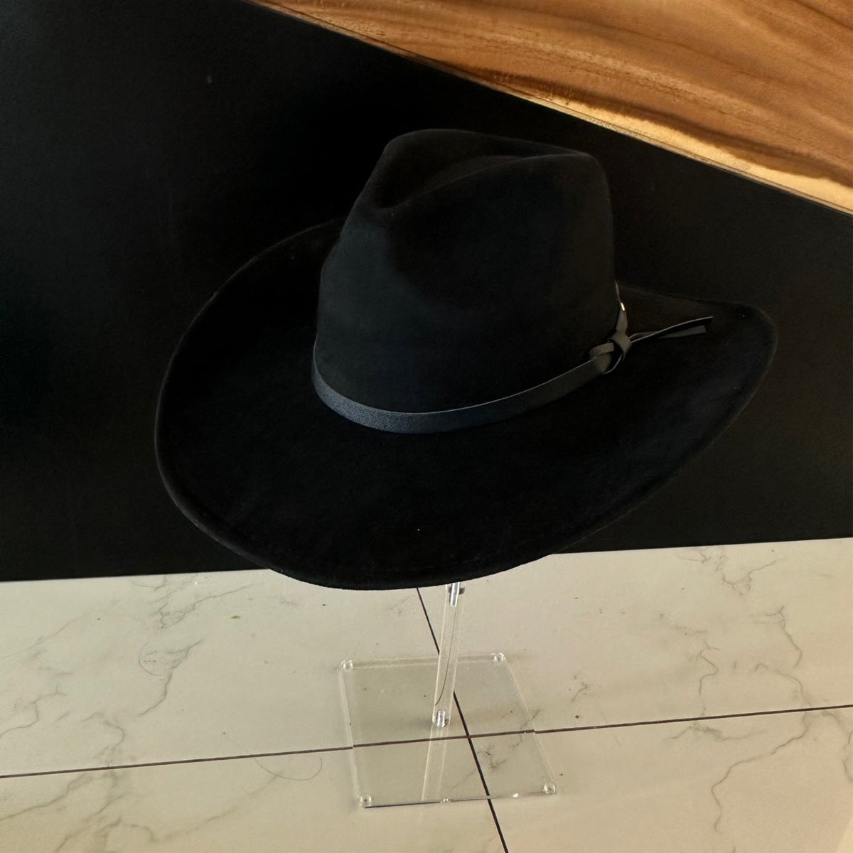 Vegan Suede Cowboy Hat with Leather Belt