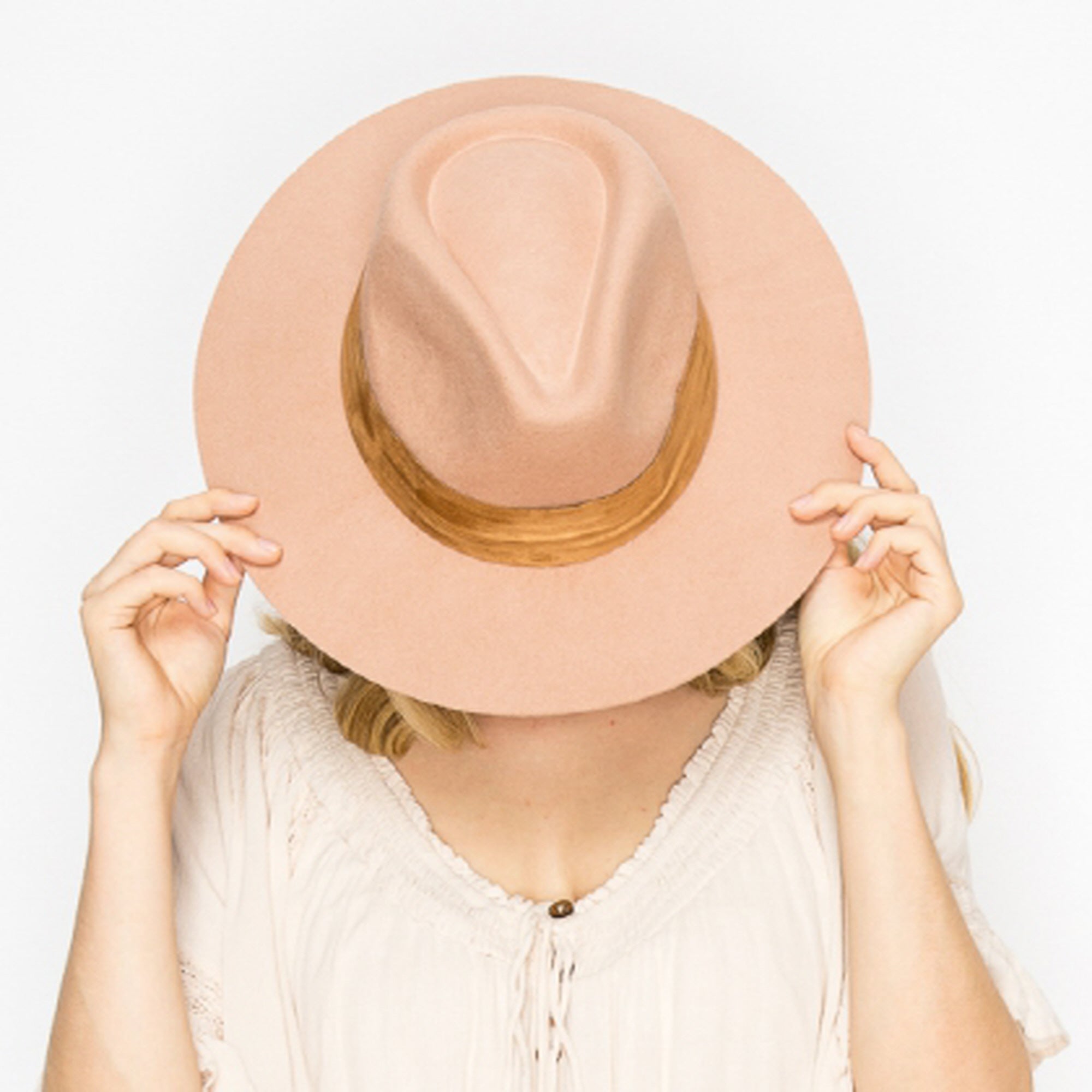WOOL RANCHER HAT WITH VELVET BAND-CAMEL