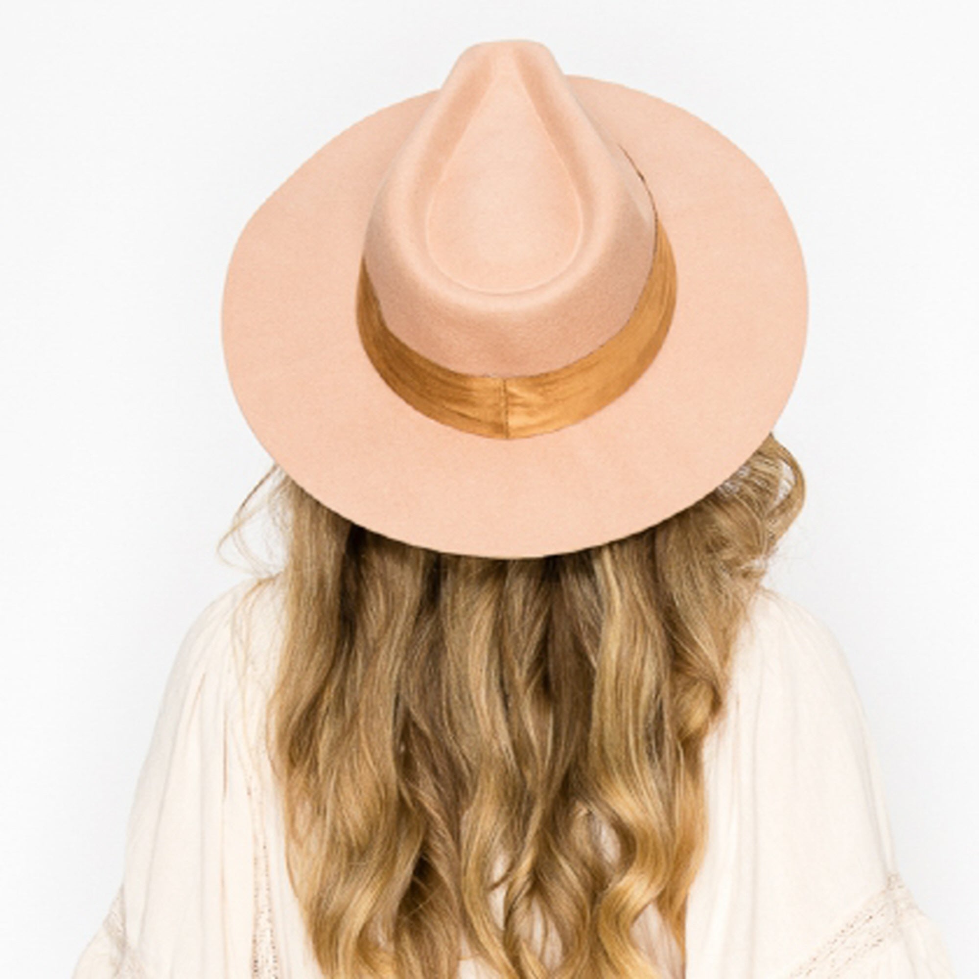 WOOL RANCHER HAT WITH VELVET BAND-CAMEL