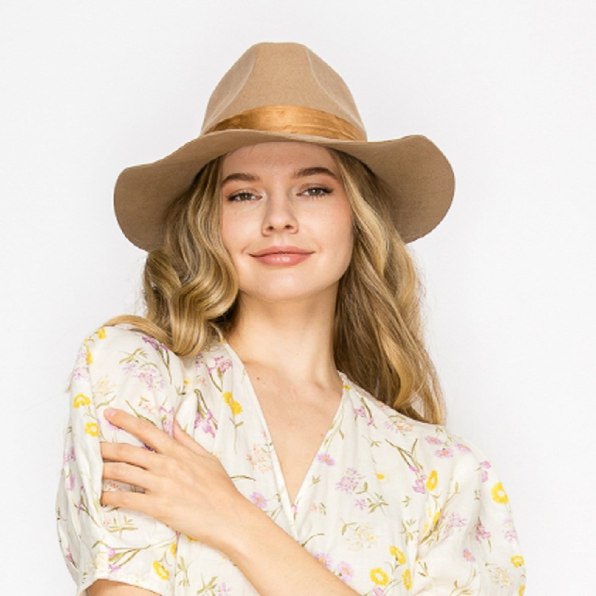 WOOL RANCHER HAT WITH VELVET BAND-TAUPE
