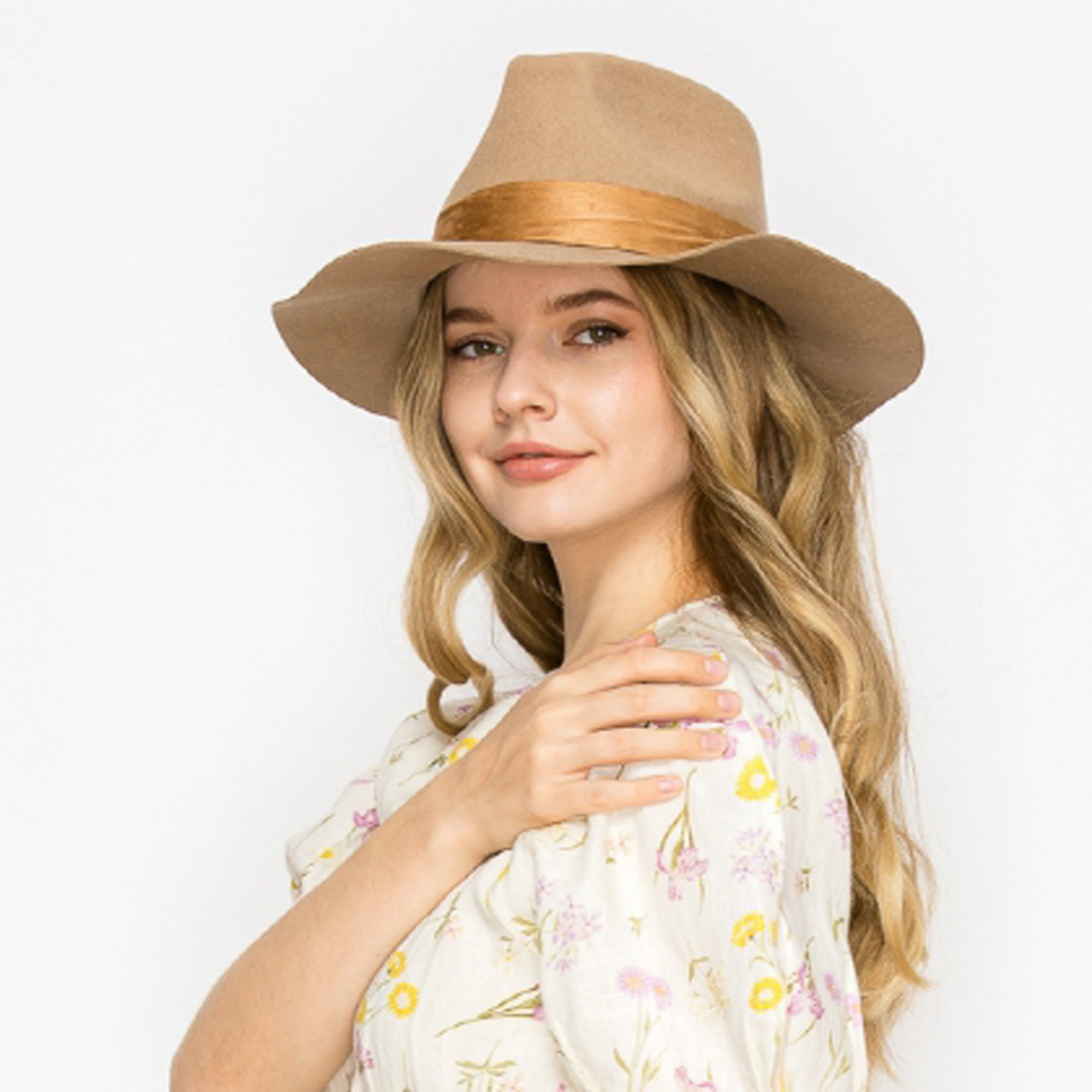 WOOL RANCHER HAT WITH VELVET BAND-TAUPE