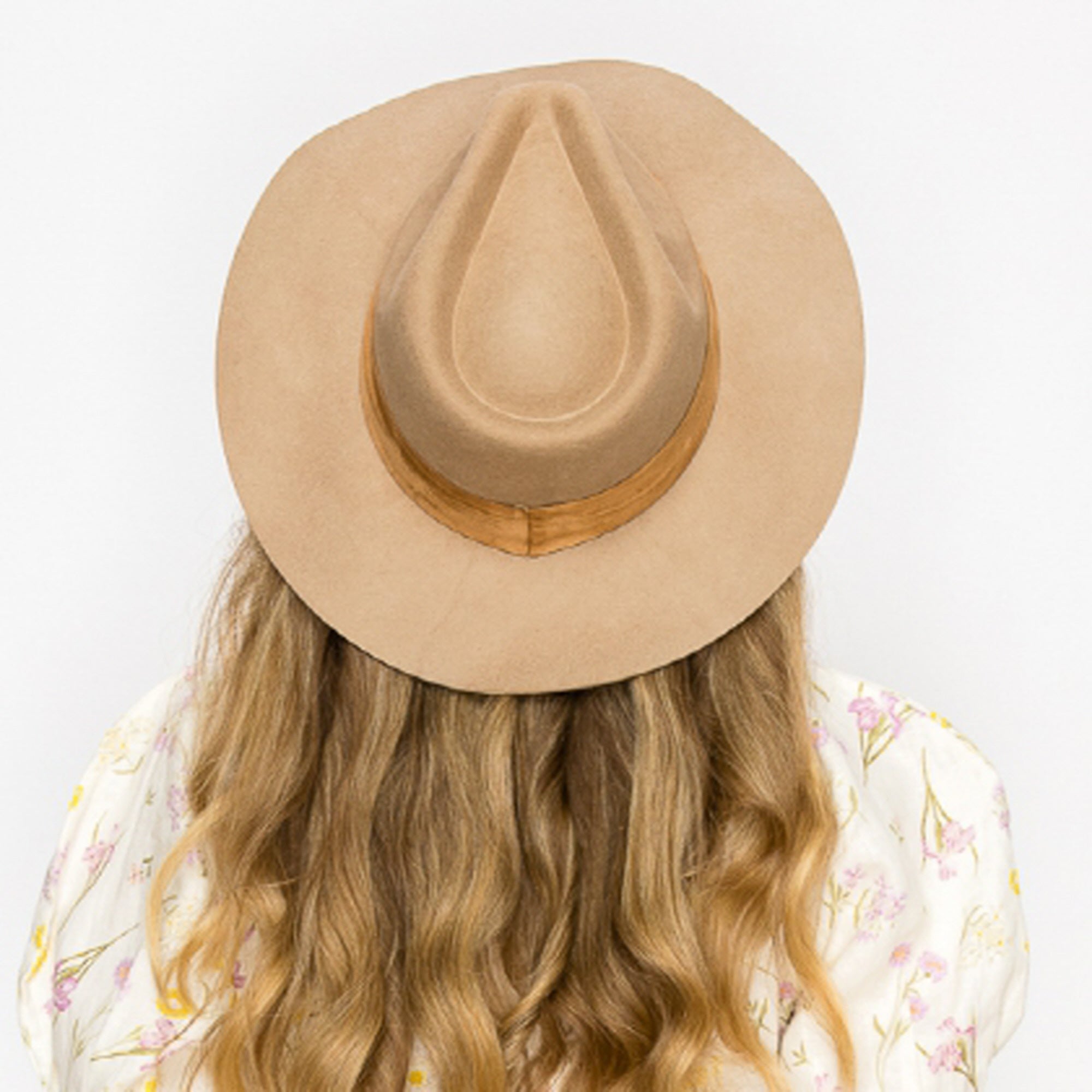 WOOL RANCHER HAT WITH VELVET BAND-TAUPE