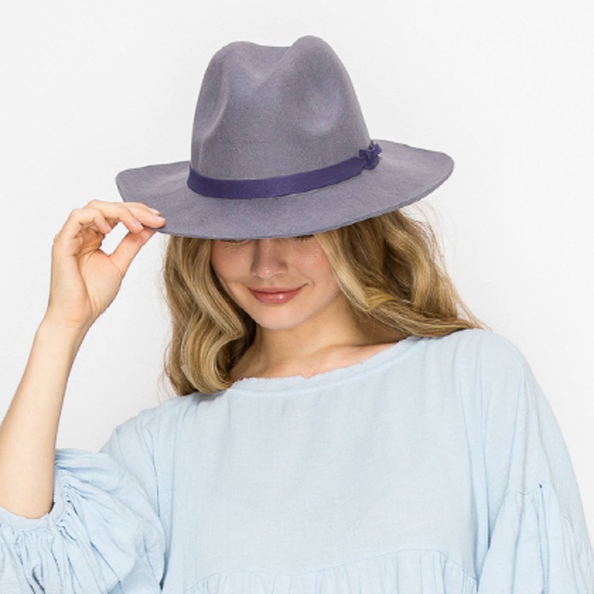WOOL PENCIL BRIM HAT-GREY