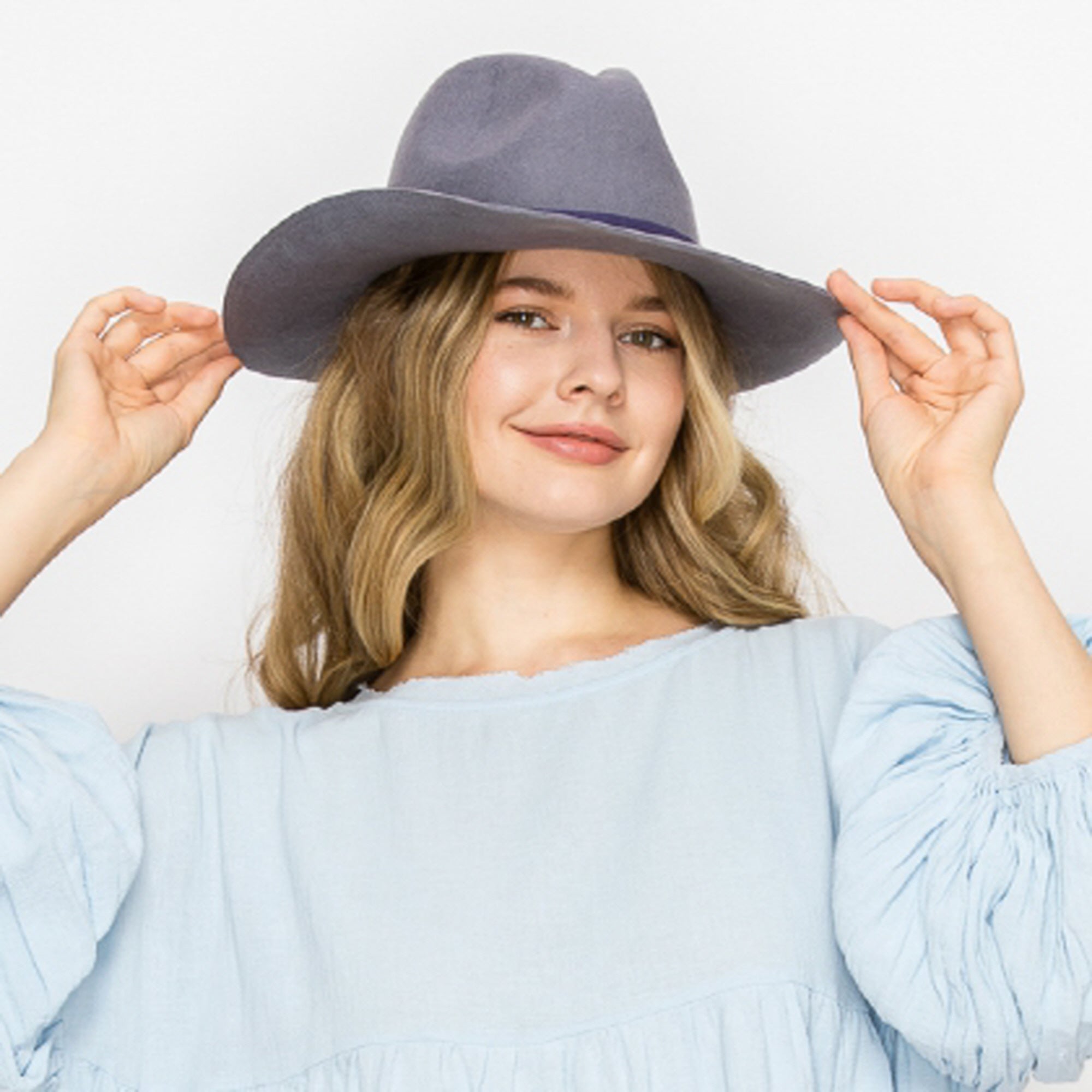 WOOL PENCIL BRIM HAT-GREY